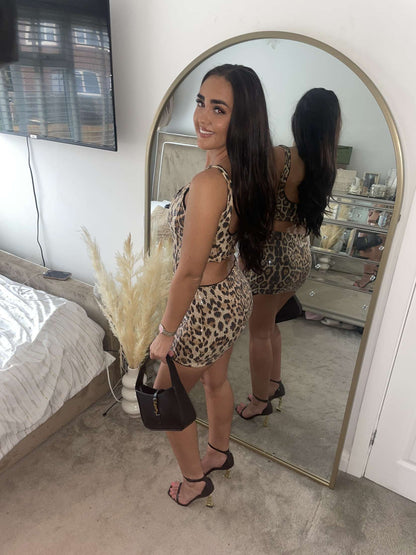 “Khloe” Leopard Print Sequin Corset Co-Ord