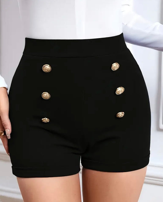 Black Buttoned Shorts