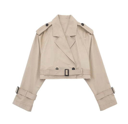 “River” Cropped Trench Jacket